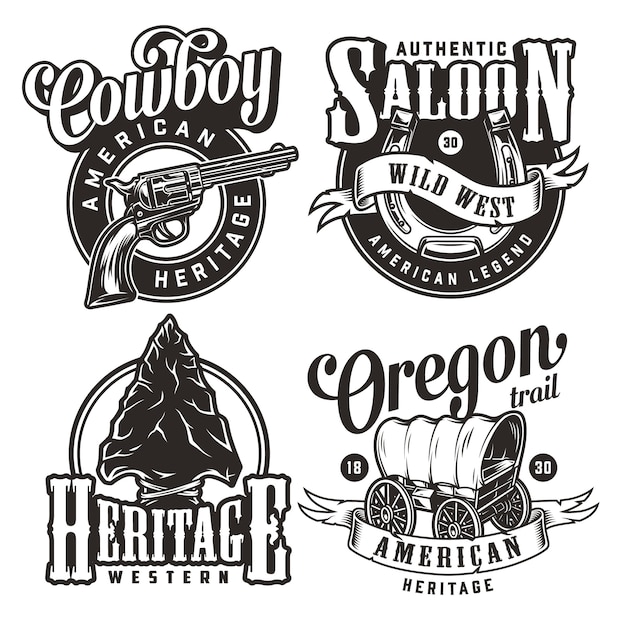 Vettore gratuito set di badge vintage wild west