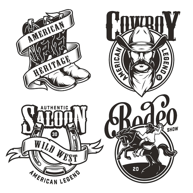 Free vector vintage wild west emblems