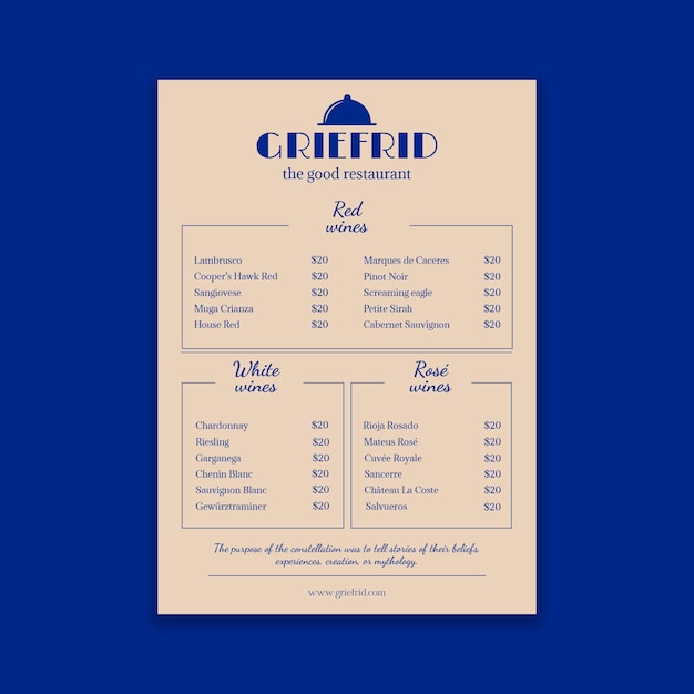 Free vector vintage wine menu