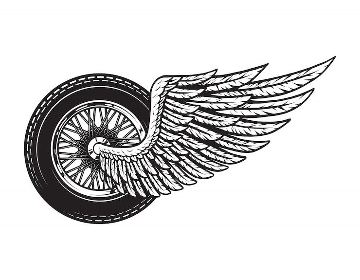 Free Vector vintage winged motorcycle wheel concept
