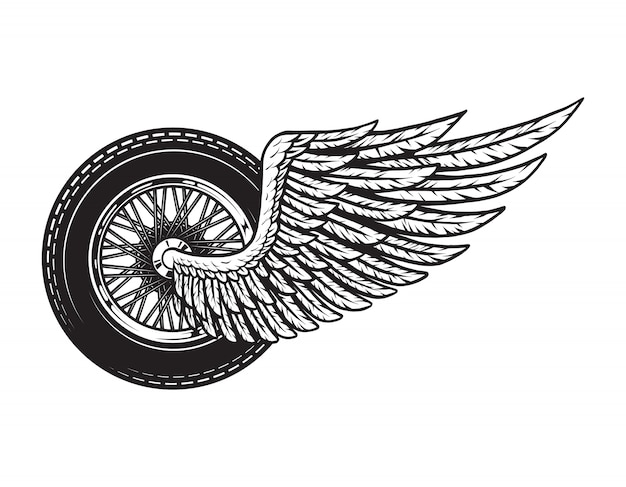 Vintage winged motorcycle wheel concept