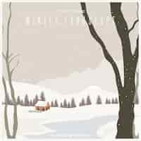 Free vector vintage winter landscape