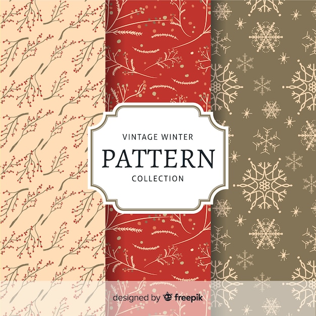 Free vector vintage winter pattern collection