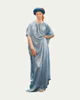 무료 벡터 albert joseph moore의 작품에서 리믹스된 파란색 드레스 스티커 벡터의 빈티지 여성