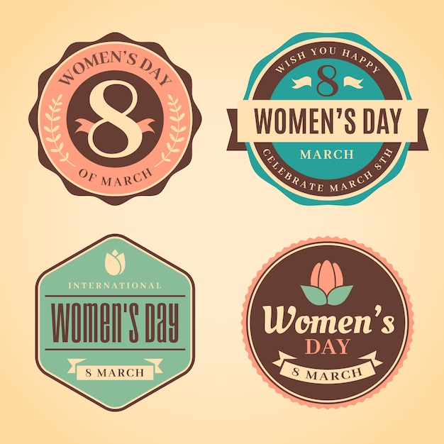 Vintage women's day badge collection