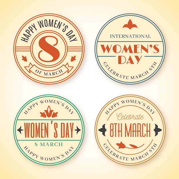 Free vector vintage women's day badge collection