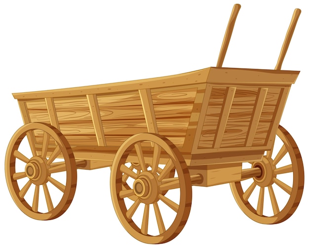 Бесплатное векторное изображение Винтажная деревянная векторная иллюстрация тележки