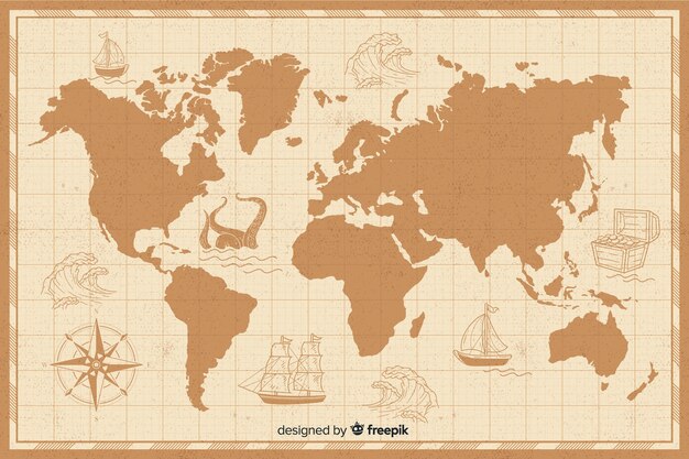 レトロな世界地図 無料のベクター