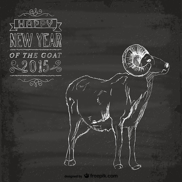 Free vector vintage year of the goat card