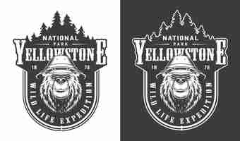 Free vector vintage yellowstone national park label