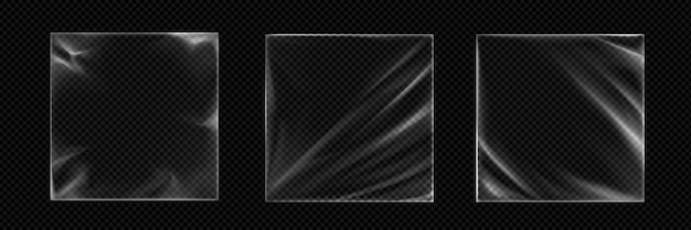 Бесплатное векторное изображение Виниловая пластиковая обложка альбома рамка сжимается текстура наложение оболочка cd оболочка обложка реалистичный векторный элемент пакет музыкальный диск рекламный мешок макет с складкой и морщиной квадратный эффект прозрачного материала