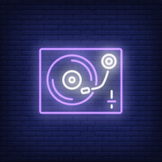 Free vector vinyl record player neon sign