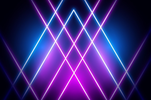 Free vector violet and blue neon lights on dark background