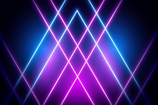 Violet and blue neon lights on dark background