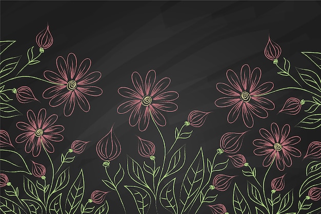 Violet flowers on blackboard background