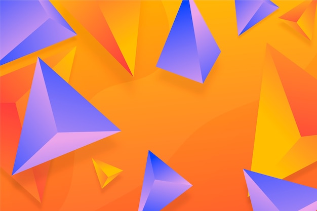 バイオレットとオレンジの3 dの三角形の背景