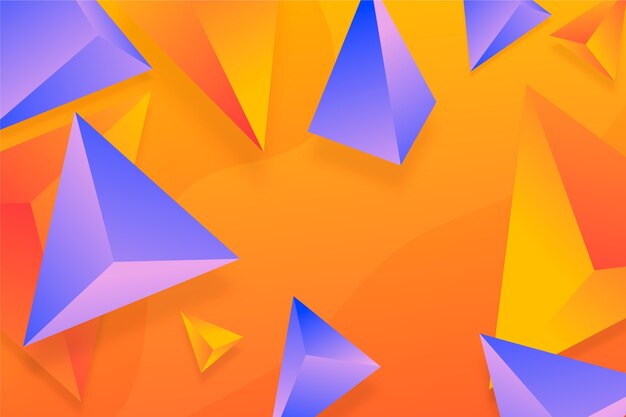 Violet and orange 3d triangle background