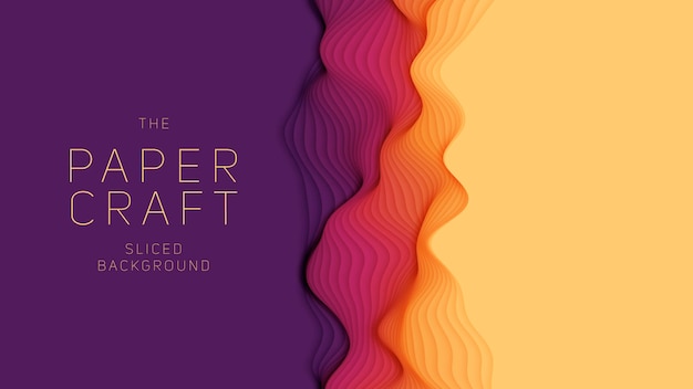 Free vector violet to orange paper layers 3d abstract gradient papercut colorful origami shape concept