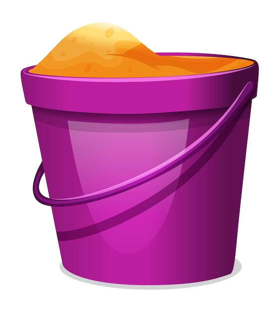 A violet pail with sand