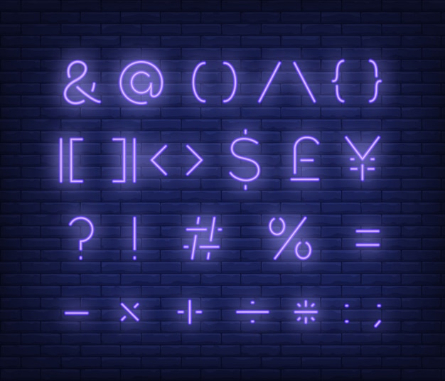 Free vector violet text symbols neon sign