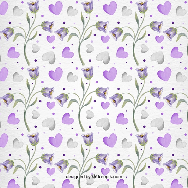 Free vector violet valentine day watercolor pattern