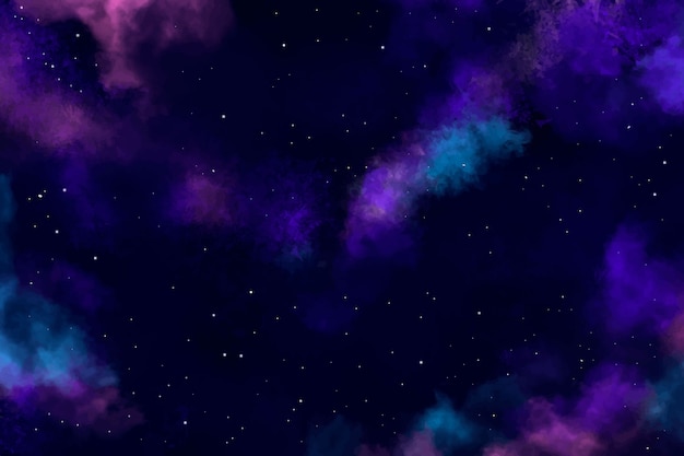 Violet watercolor outer space background