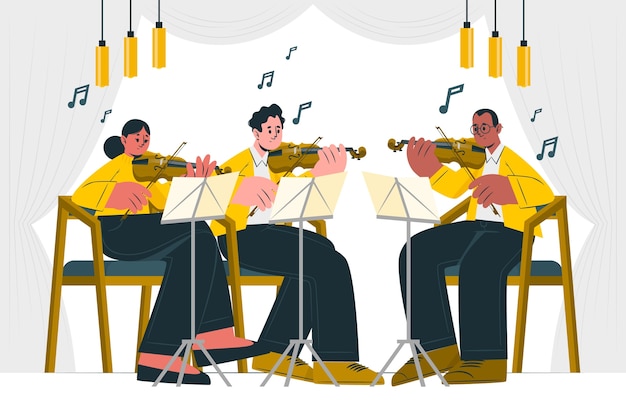 Free vector violin orchestra concept illustration