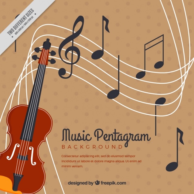 Free vector violin and pentagram vintage background