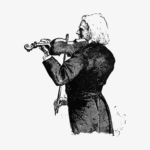 Violinist vintage drawing