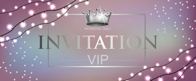 VIP-приглашение с короной и гирляндами
