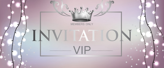 Free vector vip invitation lettering with light garland