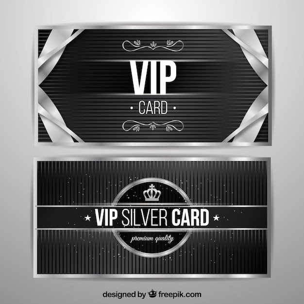 Vip silver cards with vintage elements