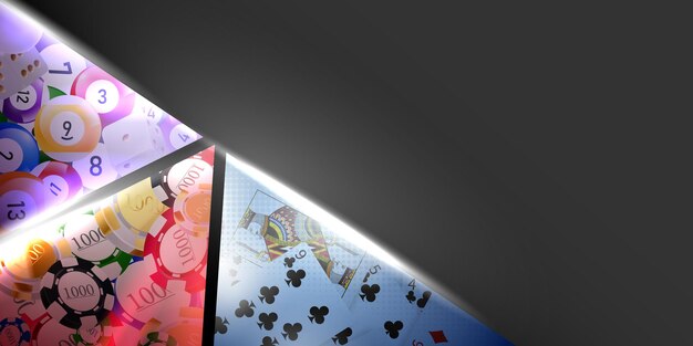 Vip-векторная иллюстрация фона игры в казино с игровым оборудованием.