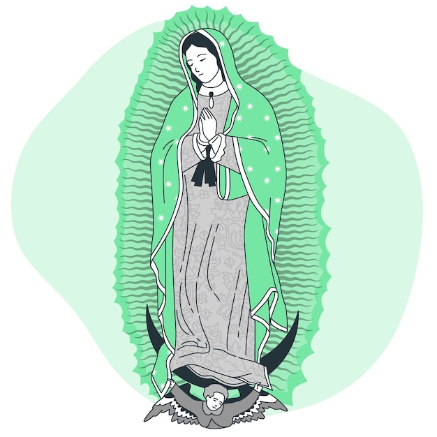 Vettore gratuito illustrazione del concetto di virgen de guadalupe