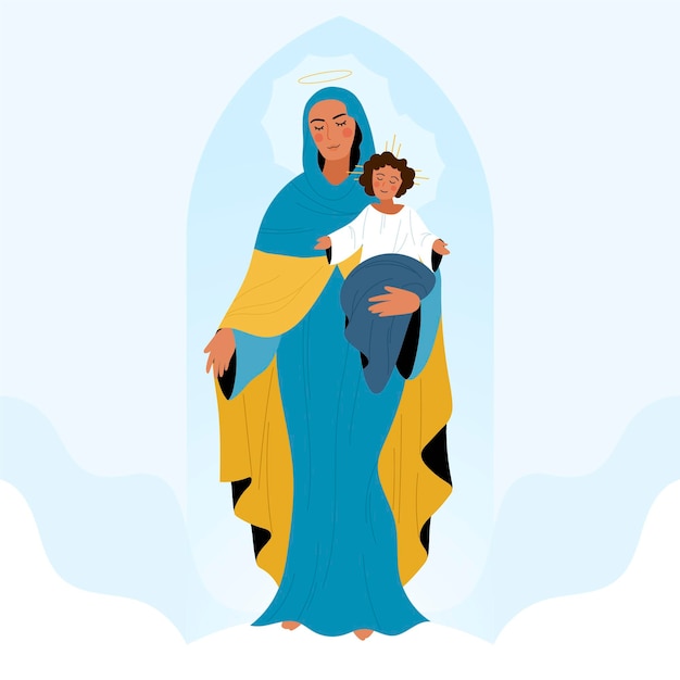 Vettore gratuito virgen del carmen illustrazione