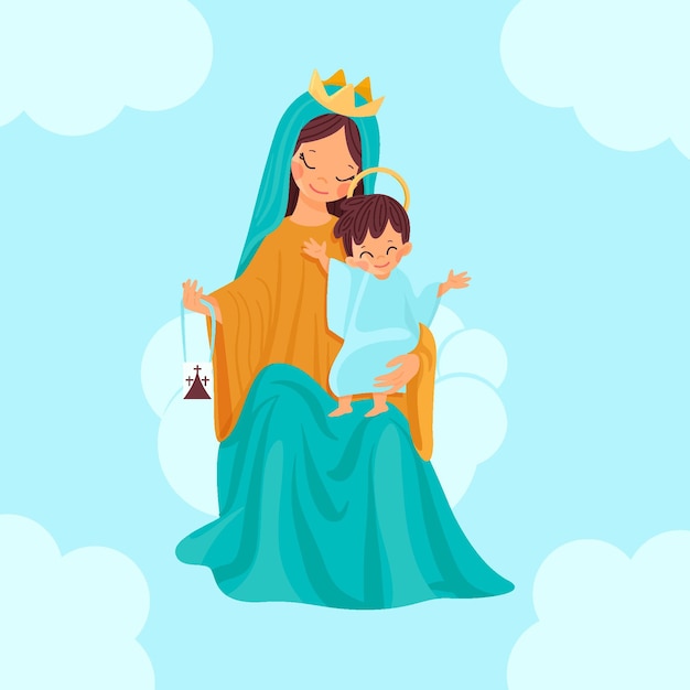 Free vector virgen del carmen illustration