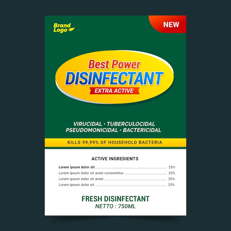 Free Vector viricidal and bactericidal cleaner labels