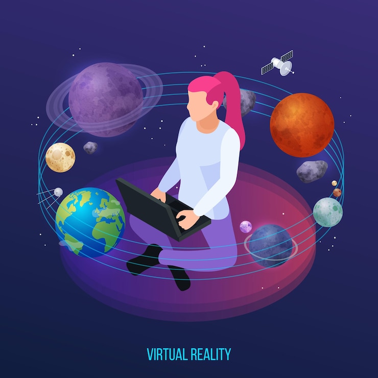 무료 Vector 가상 증강 현실 360도 아이소메트릭 구성