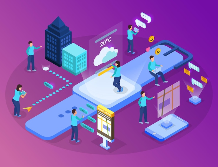 Free Vector virtual augmented reality isometric illustration