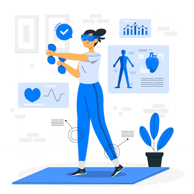 Free vector virtual fitness concept illustration