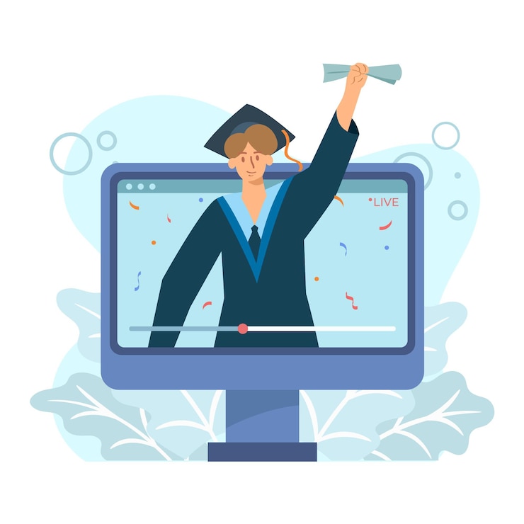 Free Vector virtual graduation ceremony design