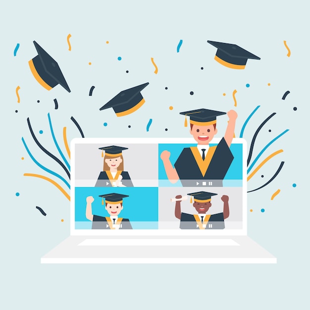 Cerimonia di laurea virtuale con compagni di classe