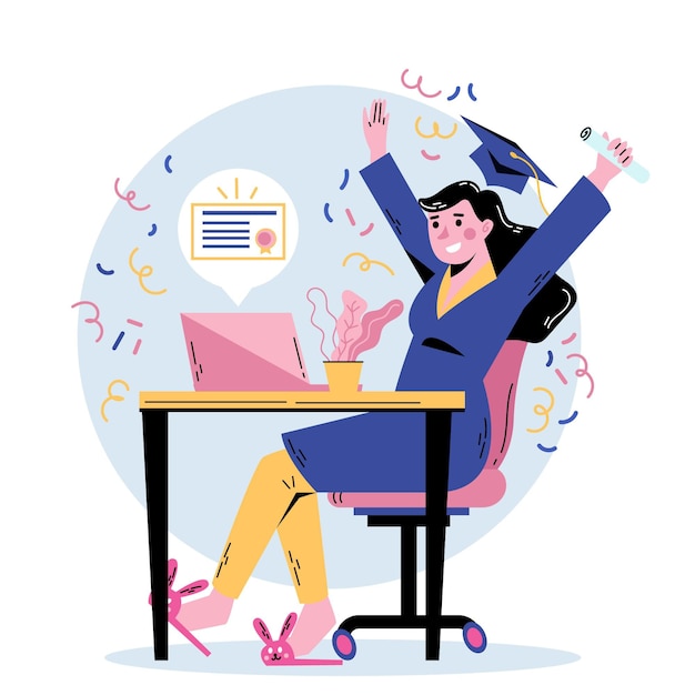 Free vector virtual graduation ceremony