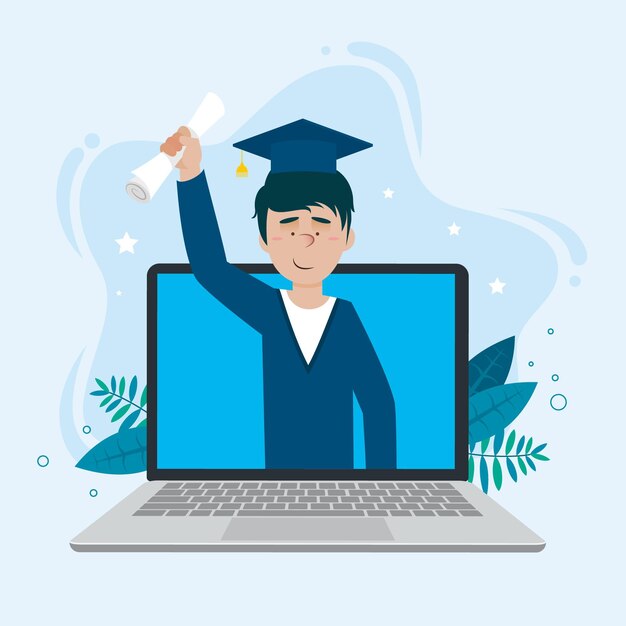 Free vector virtual graduation ceremony