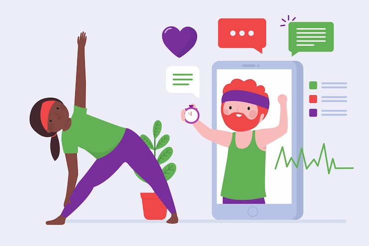 Free Vector virtual gym from home concept