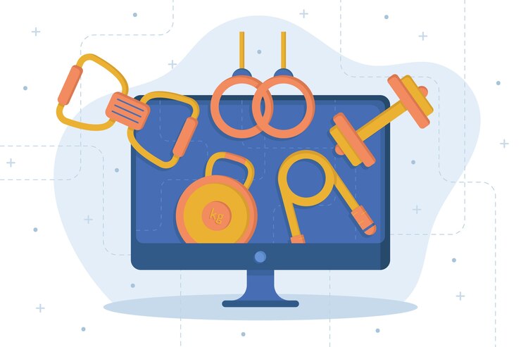 Free Vector virtual gym from home concept