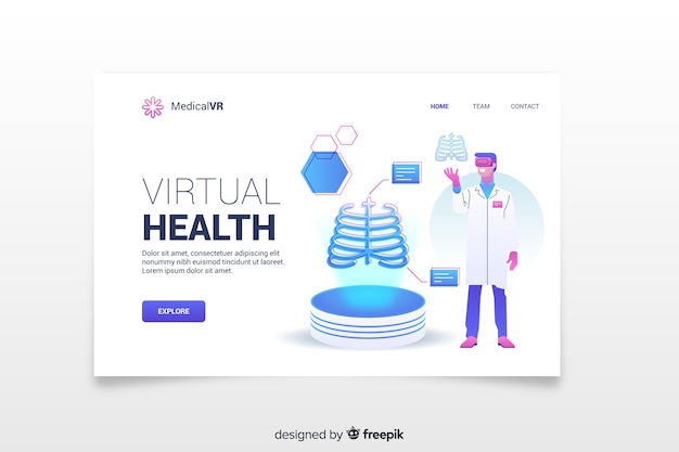 Free vector virtual health landing page template