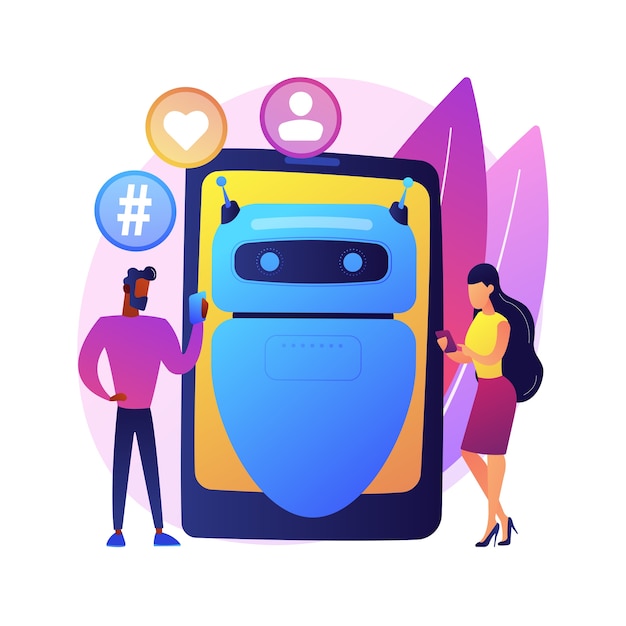 Free vector virtual influencer abstract concept  illustration. influencer marketing, digital agency service, virtual character, computer-generated person, social media, brand avatar .