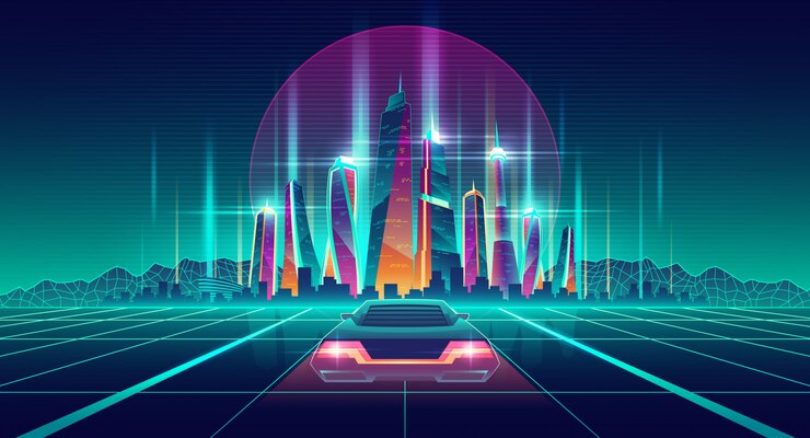 무료 Vector 디지털 시레이션에서 가상 대도시
