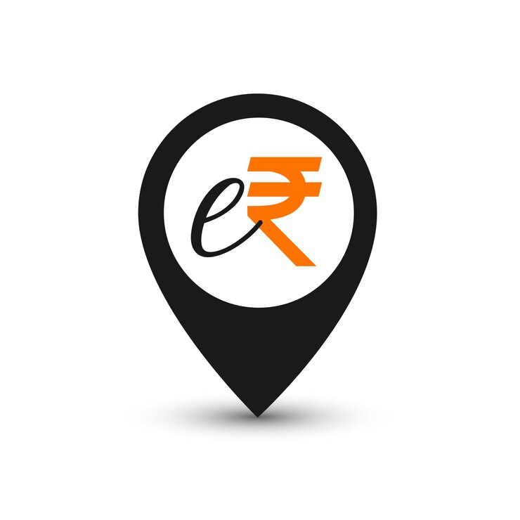 मुफ़्त वेक्टर virtual money erupee erupi sign with location pointer design
